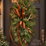 Lodge Christmas Swag Antler Pinecone | Cabin Mountain Home Decor | 45"Lx22"W-2207 TCT Crafts Designs & Decor