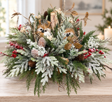 Woodlands Owl Centerpiece | Snowy Pine Birch Christmas Arrangement | 27"Lx16"H-2199 TCT Crafts Designs & Decor
