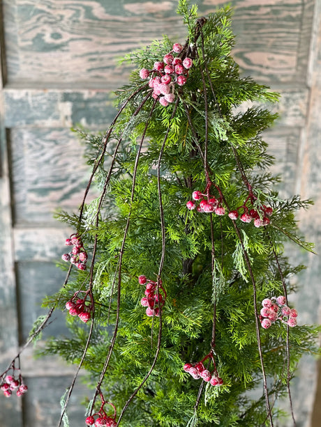 Icy Red Berry and Cedar Vine — 4 Foot Christmas Wreath Supply and Holiday Accent-XBR36522 Lancaster & Vintage