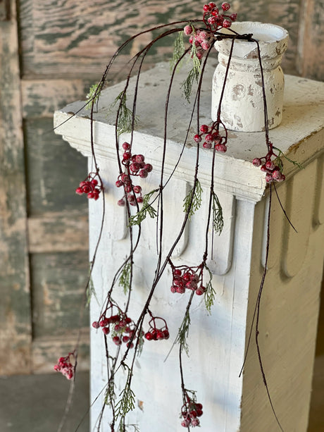 Icy Red Berry and Cedar Vine — 4 Foot Christmas Wreath Supply and Holiday Accent-XBR36522 Lancaster & Vintage