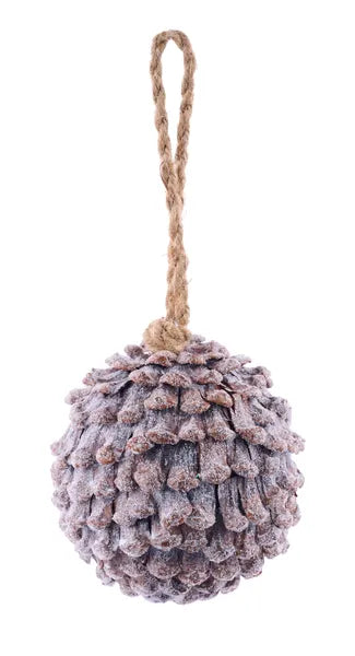 Rustic Frosted Pinecone Ornament – 4.25" Pinecone Petal Ball with Jute Hanger-XD1299 Craig Bachman