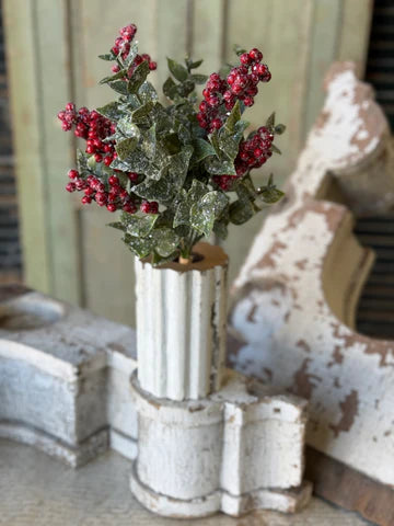 Red Berry Eucalyptus Bundle | Glittered Christmas Greenery Stems | 15" Holiday Floral Pick-XG4040 Lancaster & Vintage
