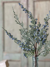 Icy Blue Juniper Pick | Glittered Winter Greenery Stem | 16" Holiday Floral Pick-XM91568 Lancaster & Vintage