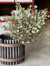Holly Spray with Red Berries | Glittered Christmas Greenery Stem | 30" Holiday Spray-XND2001 Lancaster & Vintage