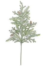 Load image into Gallery viewer, 28&#39;&#39; Frosted Hemlock Pine Spray with Pinecones - Holiday Greenery-XP2375