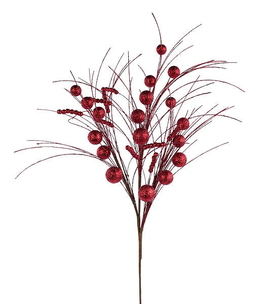 35" Red Glitter Ball & Bead Spike Spray-XS138924 Craig Bachman