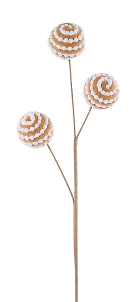 21" Brown & White Striped Velvet Ball Spray-XS1414A5 Craig Bachman