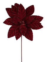 20.5" Burgundy Embossed Velvet Poinsettia Stem Craig Bachman