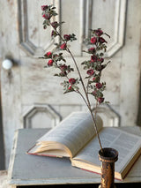 Frosted Tiny Tea Rose Spray — 31 Inch Artificial Glittered Burgundy Rose Stems-XTE5084 Lancaster & Vintage