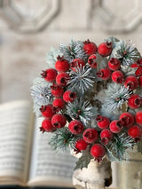 Winter Sugar Plum Christmas Candle Ring — 8 Inch Sugared Red Berry Holiday Accent-XY5381 Lancaster & Vintage