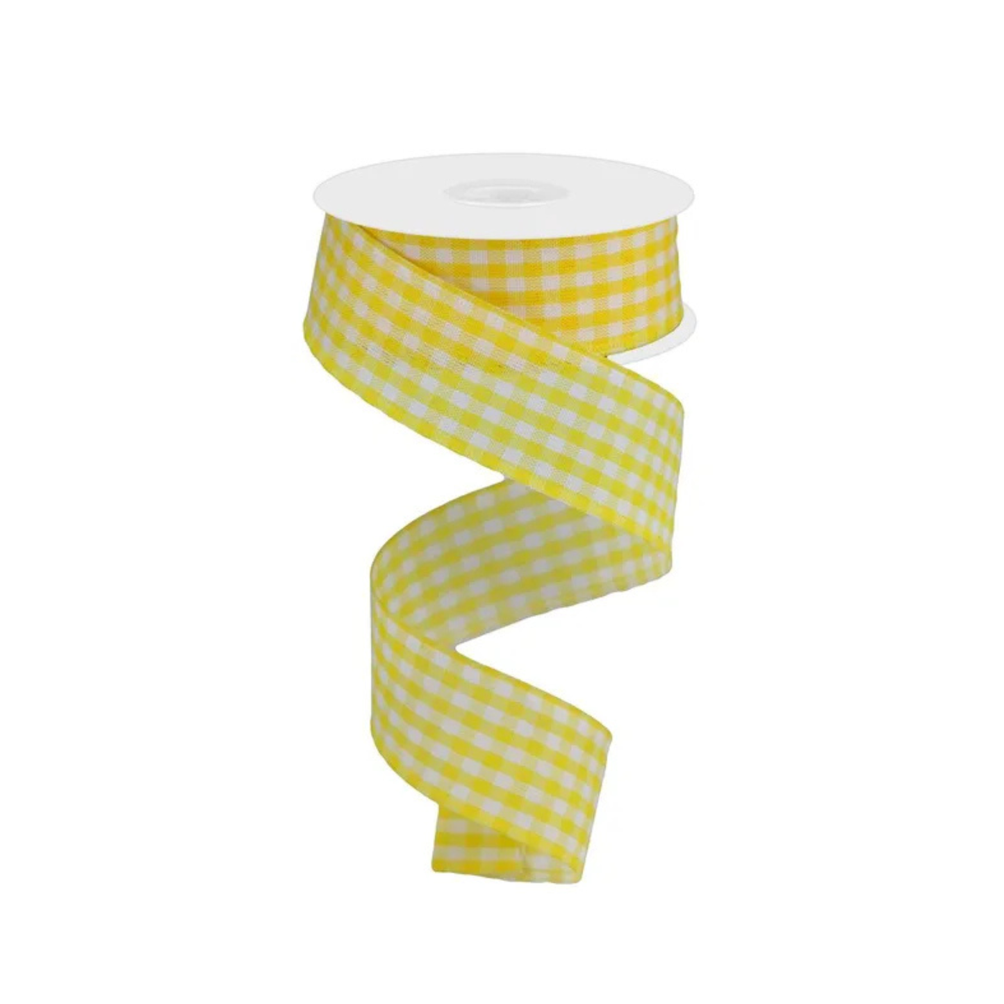 Yellow & White Gingham Check Wired Ribbon 1.5"x10yd-RG01048T3 Craig Bachman