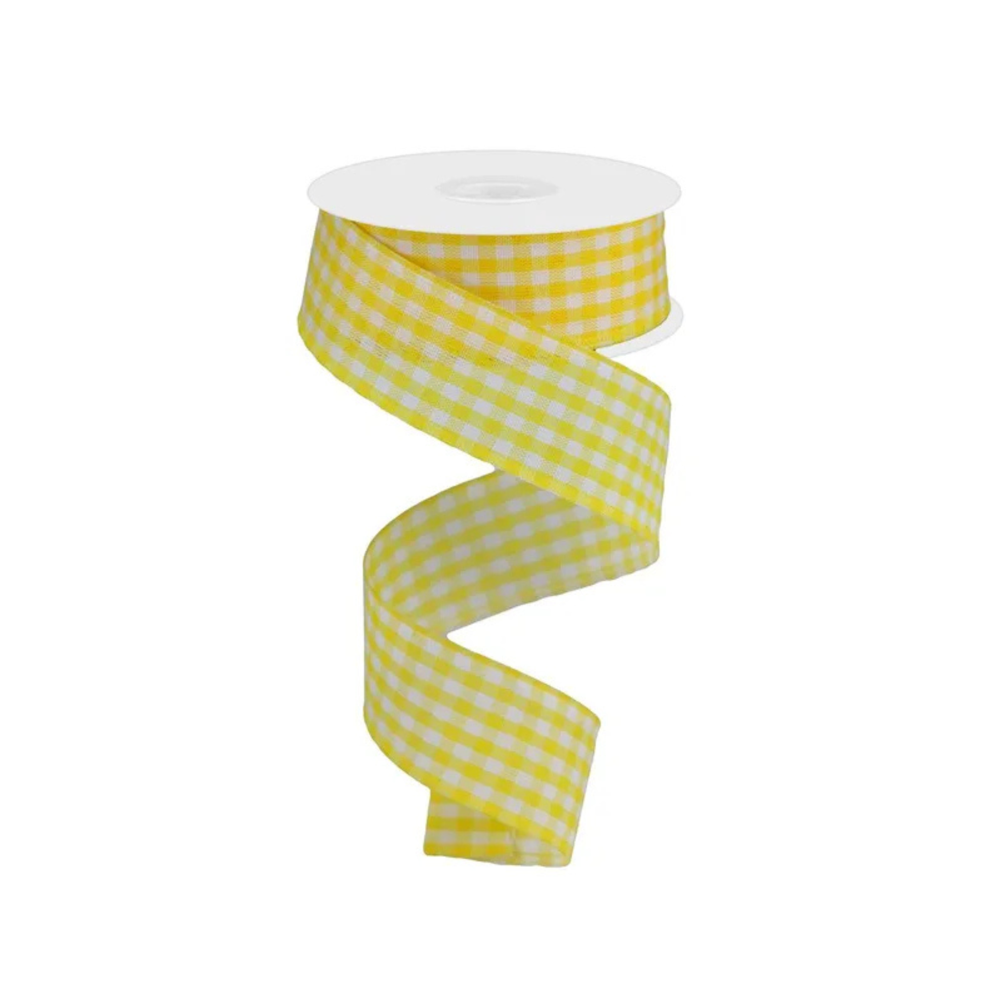 Yellow & White Gingham Check Wired Ribbon 1.5"x10yd-RG01048T3 Craig Bachman