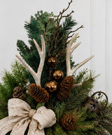 Antler Pinecone Pine Spray | Bronze Ornament Woodlands Pick | 22" Spray-MTX78884 Regency