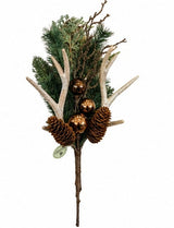 Antler Pinecone Pine Spray | Bronze Ornament Woodlands Pick | 22" Spray-MTX78884 Regency