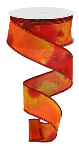 Fall Watercolor Wired Ribbon | Mustard Orange Rust Moss | 1.5" x 10yd-RGB1010T6 Craig Bachman