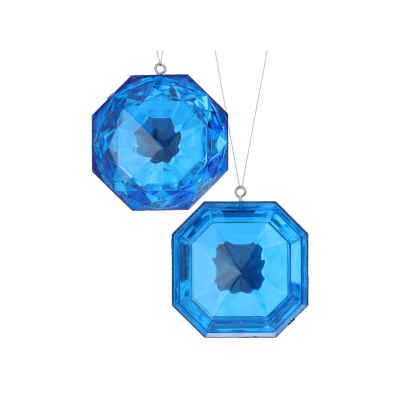 4" Acrylic Precious Gem Ornament Set | Round and Square | Choice of Colors | Set of 2 Assorted -MTX67413 Regency
