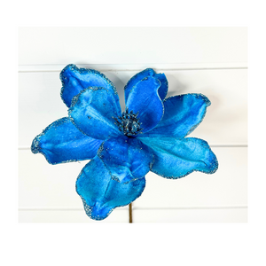 14"x8" Velvet Magnolia Pick in Pink or Blue by TCT Crafts - Elegant Floral Decor