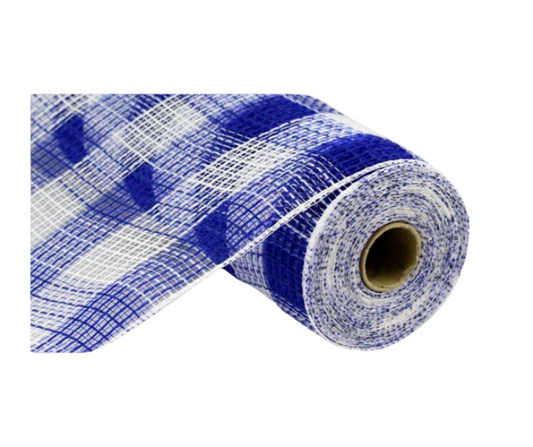 RY832065-Faux Jute PP Small Check Mesh-Royal Blue/White Craig Bachman