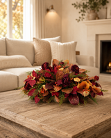 Fall Magnolia Leaf Centerpiece in Paulownia Wooden Tray — Ready-Made Artificial Fall Arrangement TCT Crafts