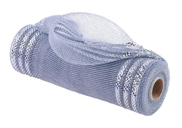 Silver Border Stripe Mesh 10 Inch x 10 Yard Metallic Deco Mesh-RE850226 Craig Bachman