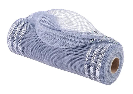 Silver Border Stripe Mesh 10 Inch x 10 Yard Metallic Deco Mesh-RE850226 Craig Bachman