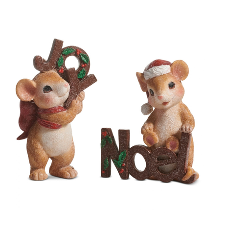 RAZ Imports Chocolate Cheer Mouse Figurine Set of 2-4630522 RAZ Imports