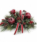 Snowy Rose Christmas Centerpiece | Dough Bowl Farrisilk Ribbon Design | 22"x14" TCT Crafts