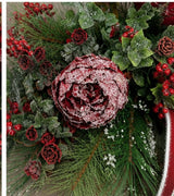 Snowy Rose Christmas Centerpiece | Dough Bowl Farrisilk Ribbon Design | 22"x14" TCT Crafts