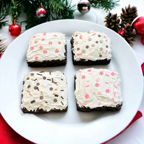 Fake Chocolate Brownies with Faux Icing & Holiday Sprinkles – Choice of 4 Sprinkle Options – Coffee Bar, Tiered Tray, Photography Props