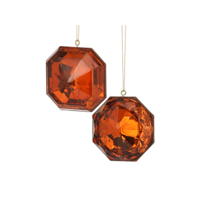 4" Acrylic Precious Gem Ornament Set | Round and Square | Choice of Colors | Set of 2 Assorted -MTX67413 Regency