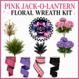 Pink Jack-O-Lantern Floral Wreath Kit Supplies-HB110 TCTCrafts