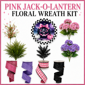 Pink Jack-O-Lantern Floral Wreath Kit Supplies-HB110 TCTCrafts