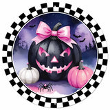 Pink Jack-O-Lantern Sign Ribbon Bundle Wreath Kit-HB104 TCTCrafts