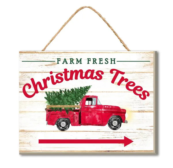 Farm Fresh Christmas Trees Sign Red Truck Rustic Holiday Decor-AP8222 Craig Bachman