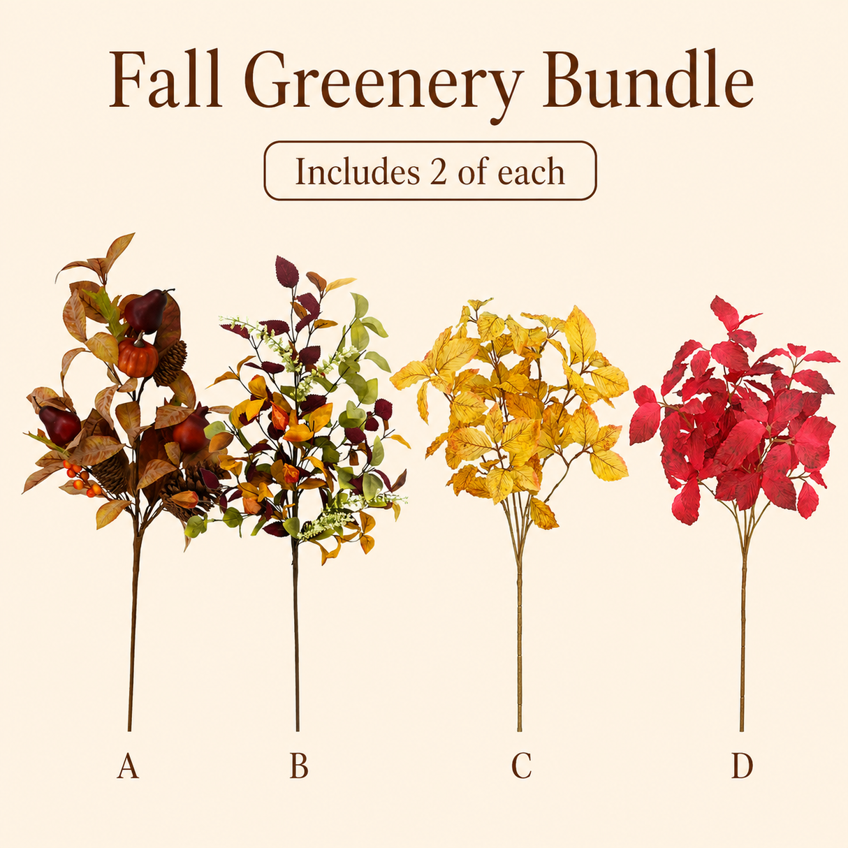 Fall Greenery Bundle with Burgundy & Golden Yellow Leaves-FB103 TCT Crafts Designs & Decor