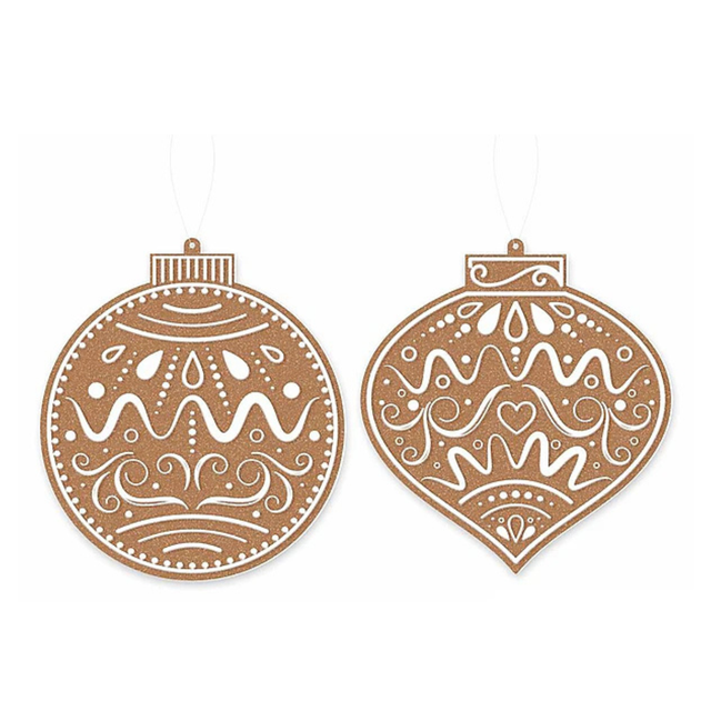 Glitter Gingerbread Ornament Set | Double Sided PVC Christmas Decor | Set of 2-XJ005977 Craig Bachman