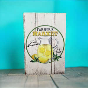 "Farmers Market Fresh Lemonade Ice Cold" Wooden Sign with Rope-CM2130