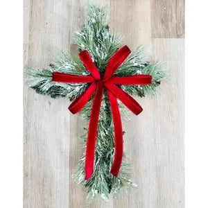 Snowy Pine Cemetery Cross with Ground Stake TCT Crafts