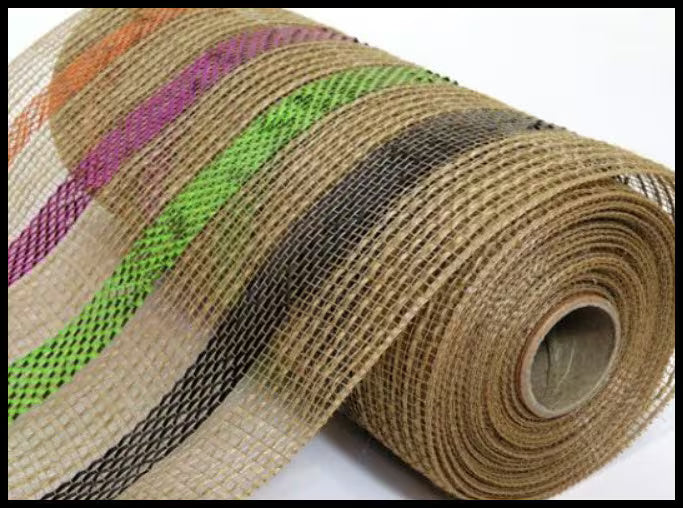 Halloween Jute Stripe Mesh 10 Inch x 10 Yard Natural Deco Mesh for Wreaths-CR189-42 Sims Pottery
