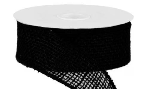 Black Loose Weave Burlap Ribbon 1.5 Inch-RA131802 TCTCrafts