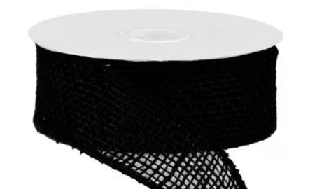 Black Loose Weave Burlap Ribbon 1.5 Inch-RA131802 TCTCrafts