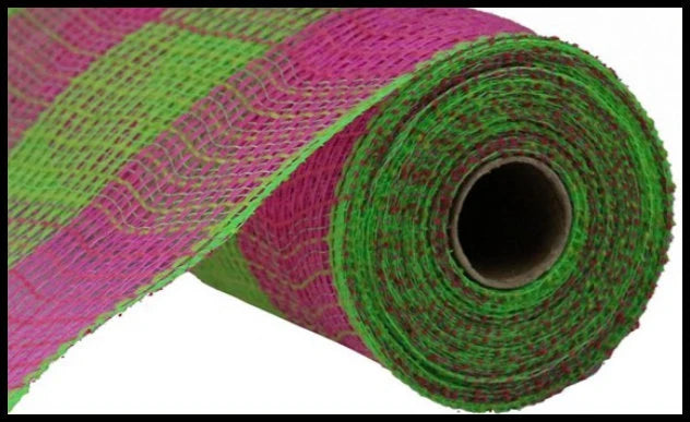 Pink Green Check Deco Mesh 10.5 Inch x 10 Yards-RY8315B2 Craig Bachman