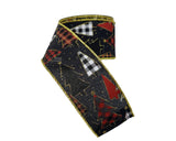 Christmas Plaid Tree Ribbon 2.5 Inch x 10 Yard Black Burgundy Wired Ribbon-R9040-02 TCTCrafts