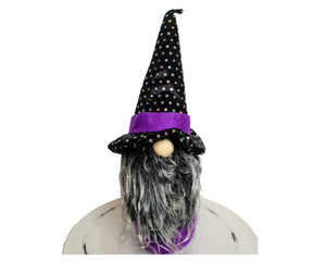 13"H Fabric Halloween Witch Sitting Gnome - Ideal for Halloween Decor, Wreath Attachment, Mantel Decor-HH391299