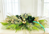 Elegant Emerald Green and Gold Holiday Centerpiece or Door Swag – Christmas Table Decoration, Mantelpiece, Mirror, or Front Door Display TCT Crafts