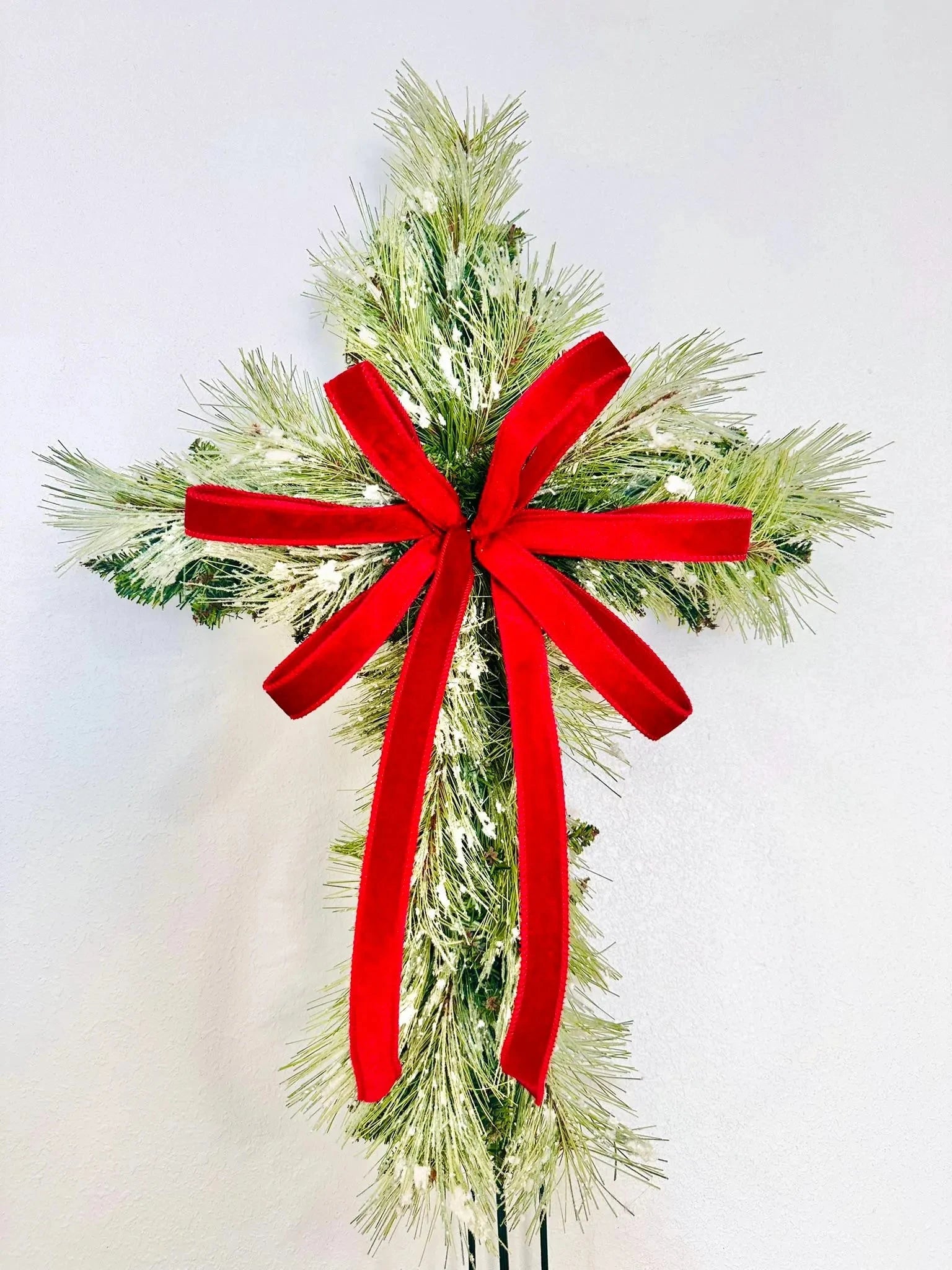 Snowy Pine Cemetery Cross with Ground Stake TCT Crafts