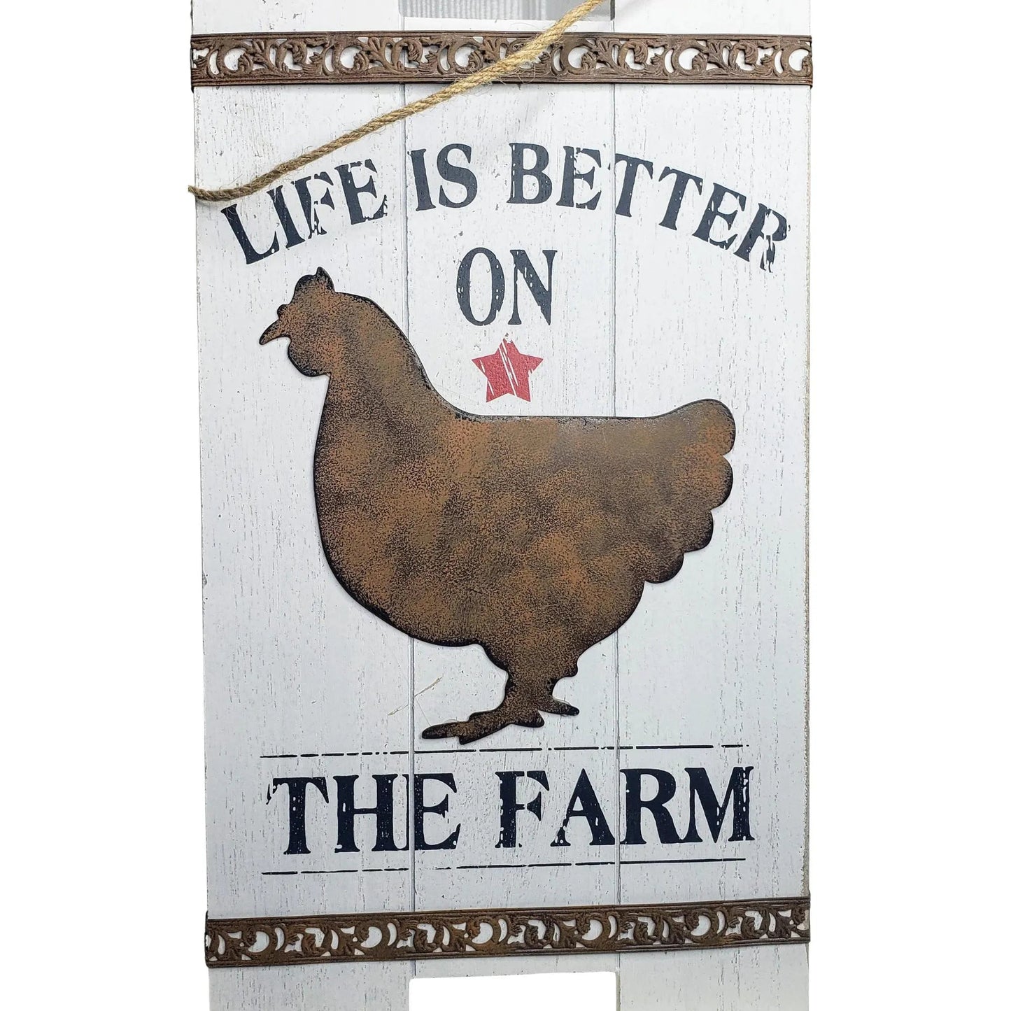 Life Is Better on the Farm Sign Rustic Chicken Farmhouse Wall Decor-30070378 Sims Pottery