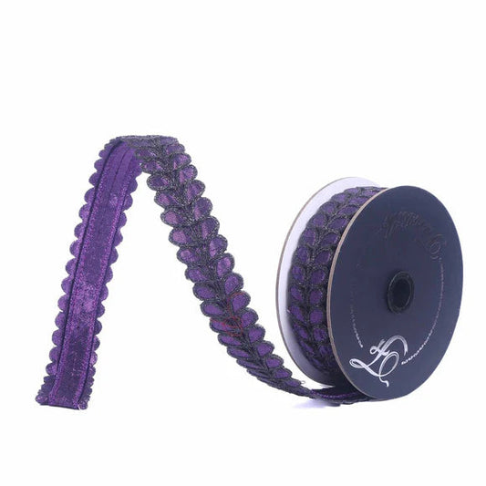 Farrisilk Purple Black Wired Ribbon 1 Inch 5 Yards-HR067-27 Farrisilk