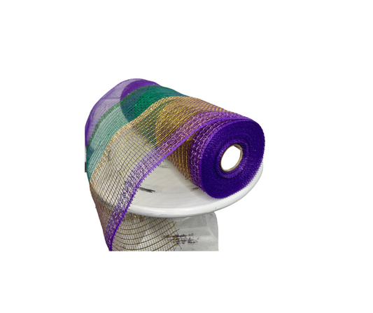 10.25" x 10yd Mardi Gras Wide Tinsel Foil Mesh - Purple/Green/Gold - Premium Wreath Supplies- RY840173 Craig Bachman