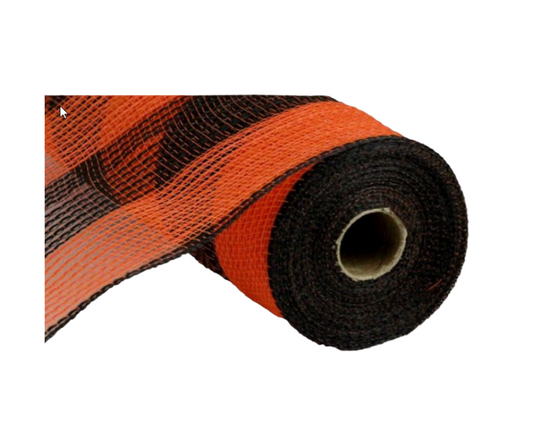 10.5"x10yd Faux Jute Wide Stripe Mesh - Orange/Black - Premium Wreath Supplies-RY8314F7 Craig Bachman